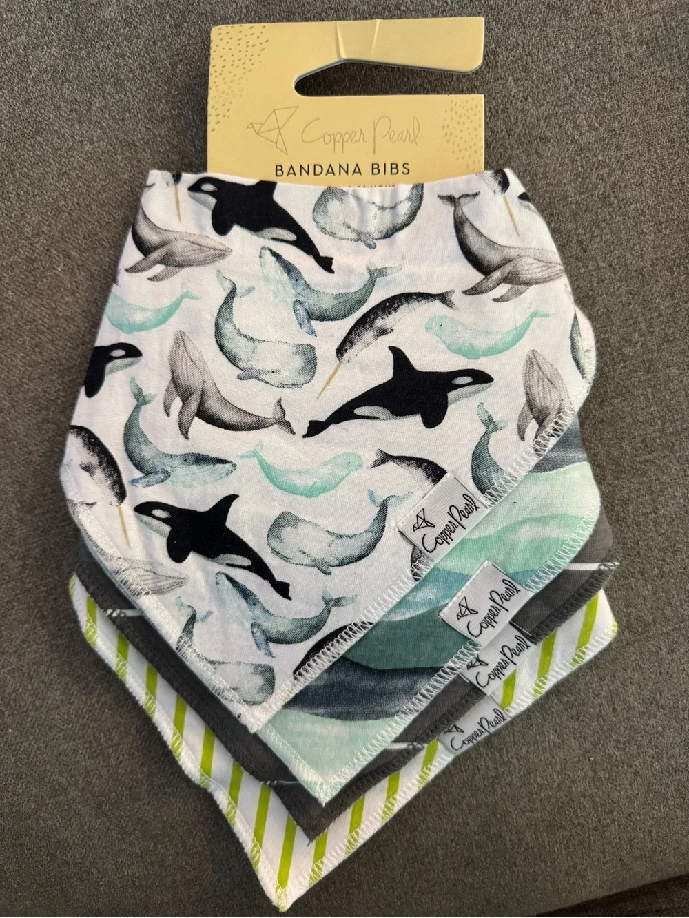 NWT Copper Pearl Kai Baby Bandana Bibs 4 Pack- Whale Ocean Waves - Picture 1 of 5
